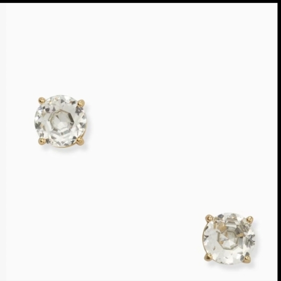 Kate Spade Gumdrop Clear Studs | Gold 4-Prong Setting | Dust Bag - Picture 4 of 4